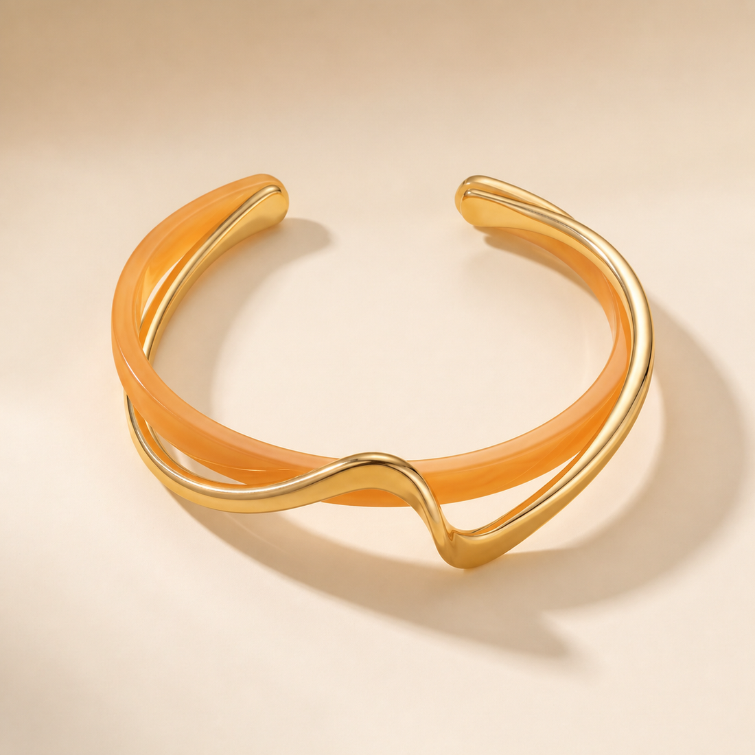 Sélène — Skulpturales doppellagiges Cuff-Armband