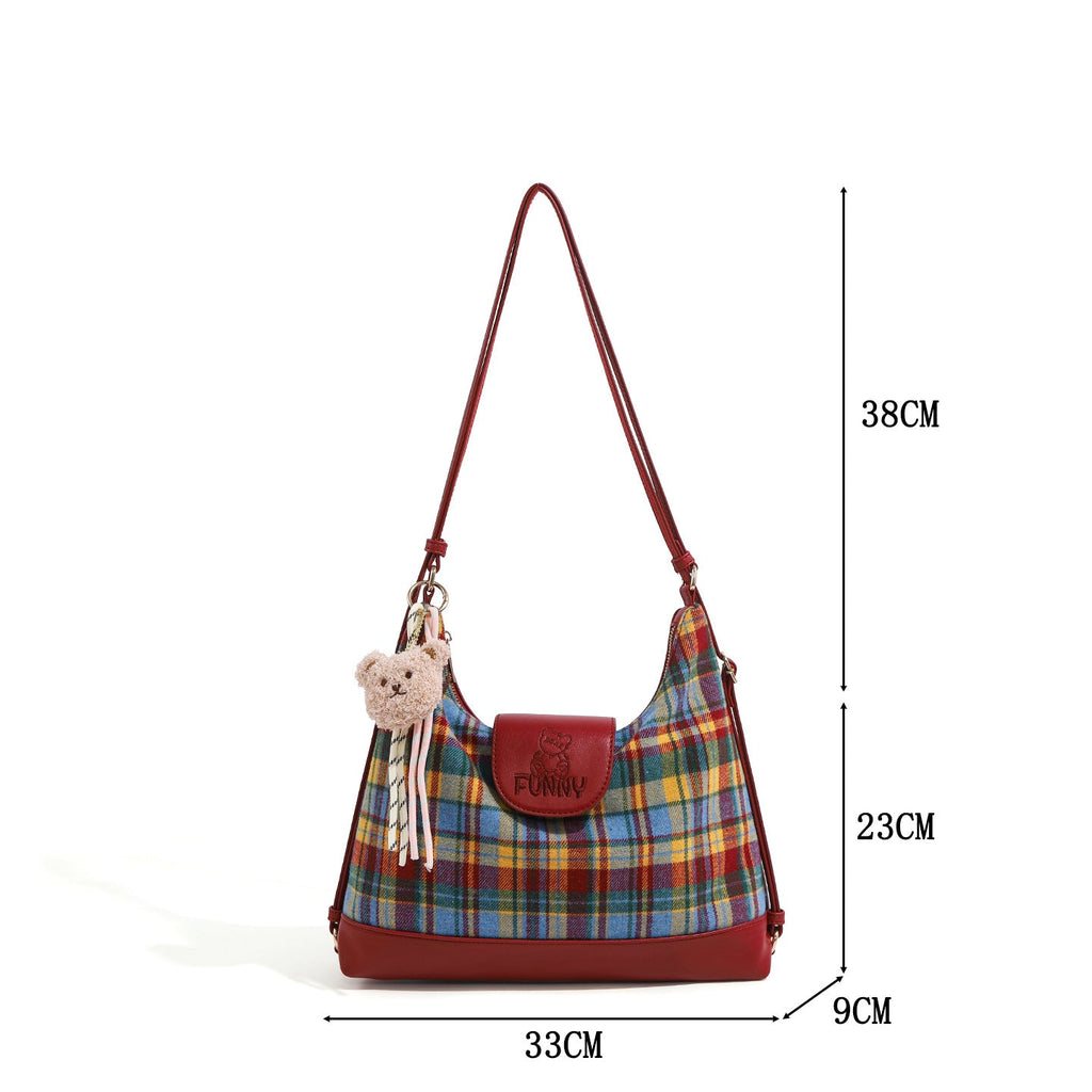 Clarisse — Bolso Bandolera de Cuadros Granate