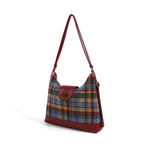 Clarisse — Bolso Bandolera de Cuadros Granate