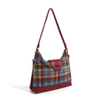 Clarisse — Bolso Bandolera de Cuadros Granate