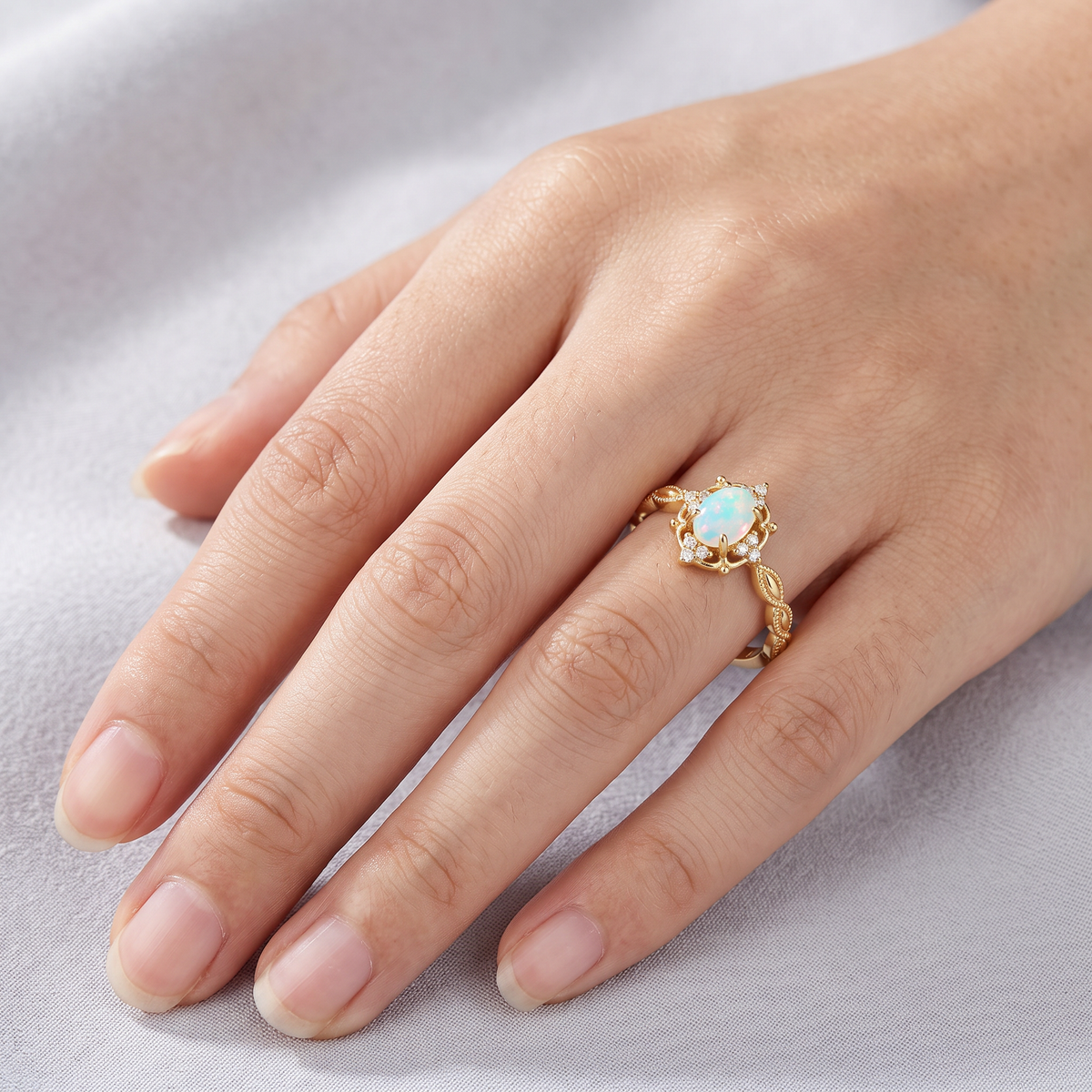 Élodie — Anillo Ópalo Natural Plata 925 — vista 2, IRANDRE