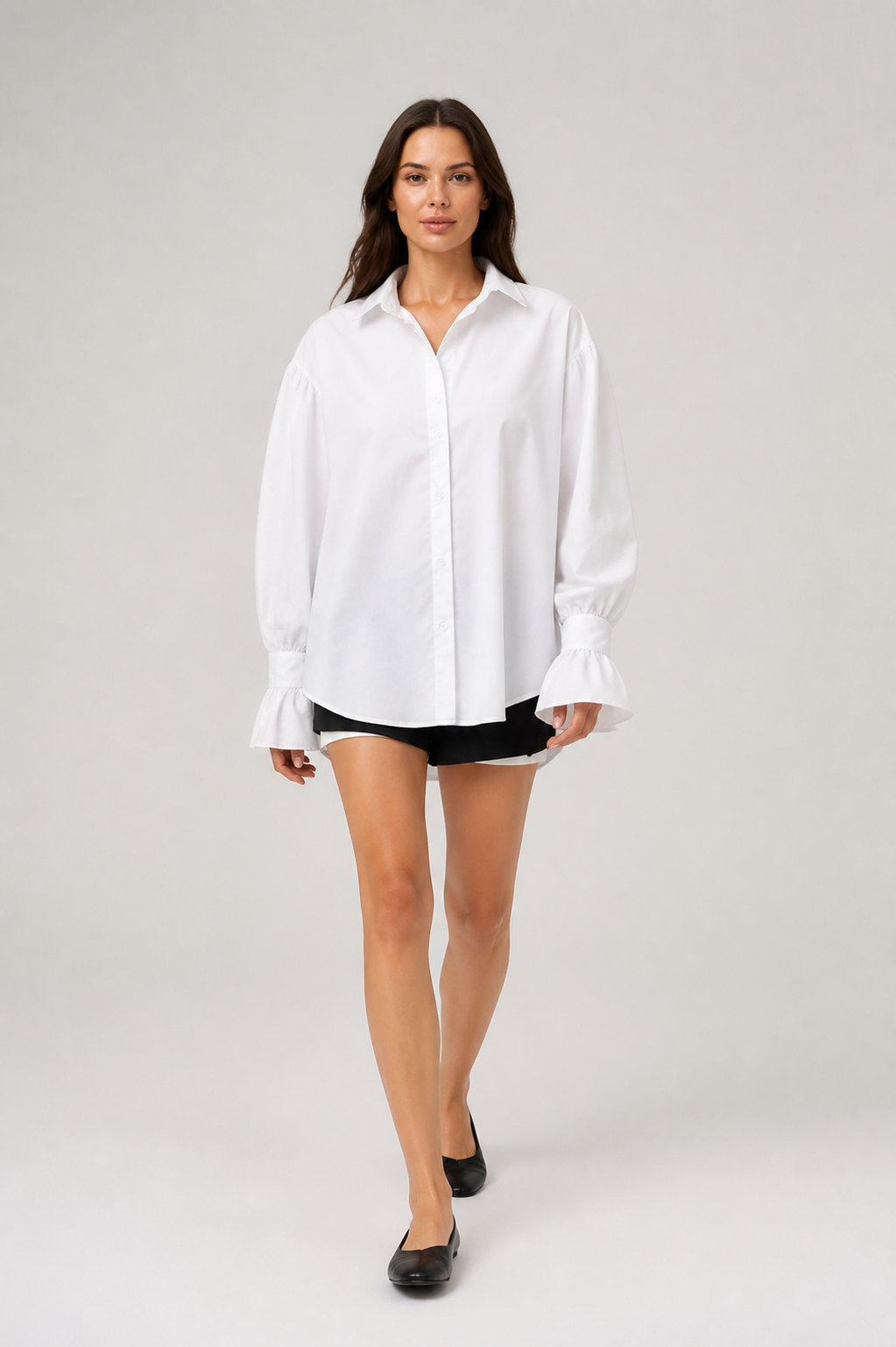 Colette — Camisa Francesa de Cuello Clásico — colette blanco, modelo con rostro visible