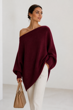Éva — Jersey de Hombro Descubierto · Burdeos · Modelo