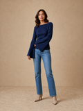 Juliana — Top de Canalé con Manga Campana · Azul marino · modelo en estudio · 3:4