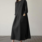 Léonie — Vestido Midi de Punto Verde Oliva