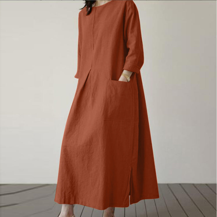 Léonie — Vestido Midi de Punto Verde Oliva