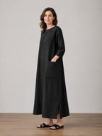 Léonie — Vestido Midi de Punto Verde Oliva · Negro · Modelo