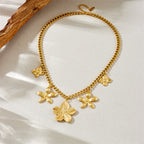 Octavie — Collar Floral Dorado de Acero