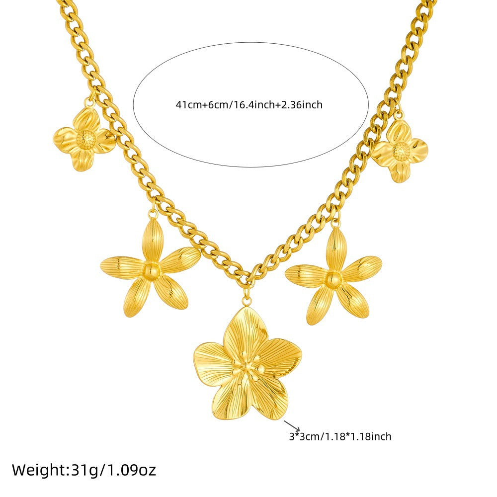 Octavie — Collar Floral Dorado de Acero