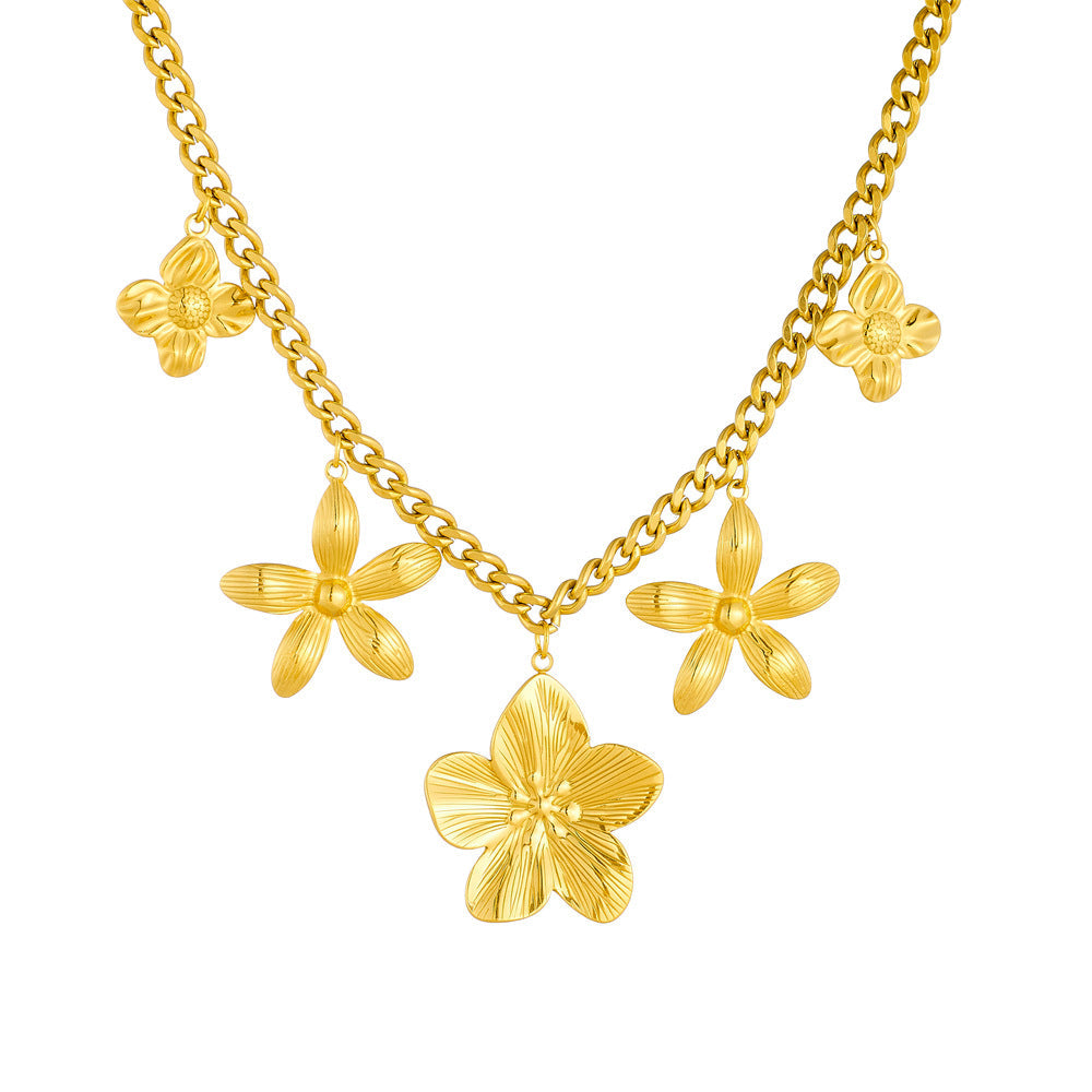 Octavie — Collar Floral Dorado de Acero