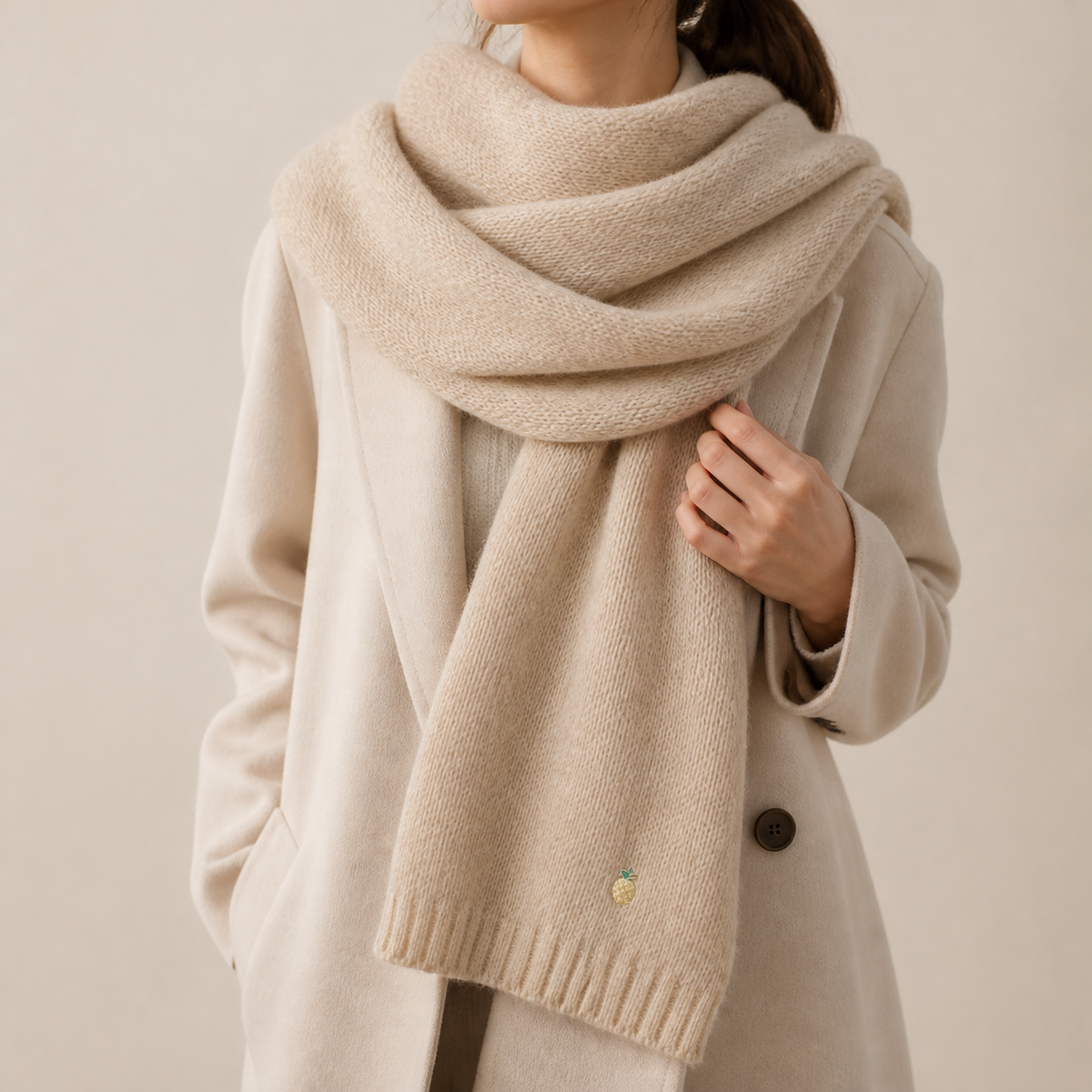 Odette — Chal de Punto Cachemira · beige · modelo